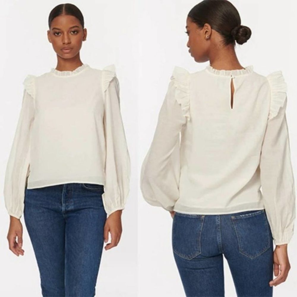 Cami NYC Georgina Blouson Flutter Long Sleeve Top Women's Ceramic Size